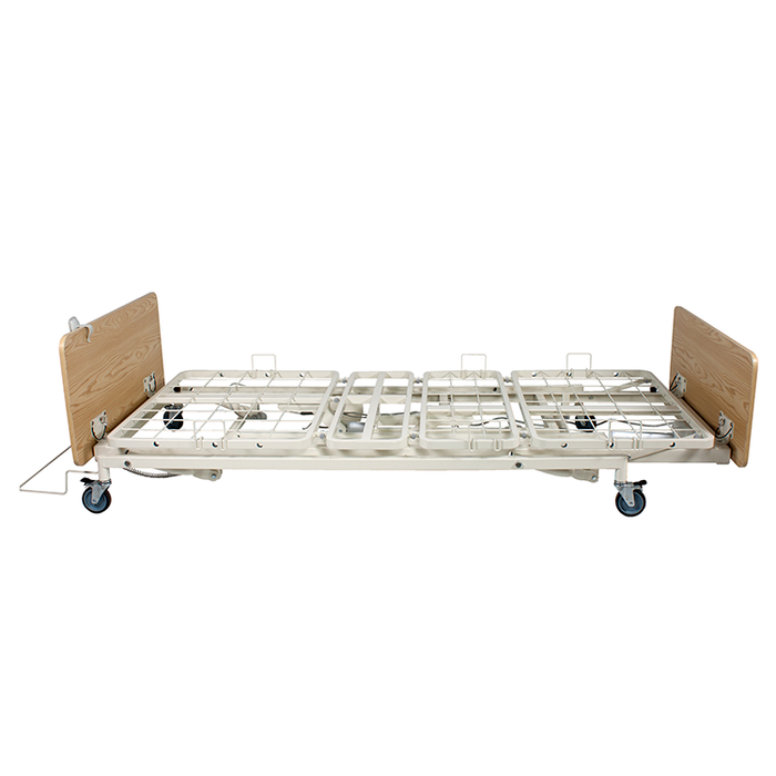 Lowered View Dynarex D100 LTC 3-Function Standard Bed with Wood Boards Durable Long-Term Care Bed for Pressure Relief and Patient Mobility