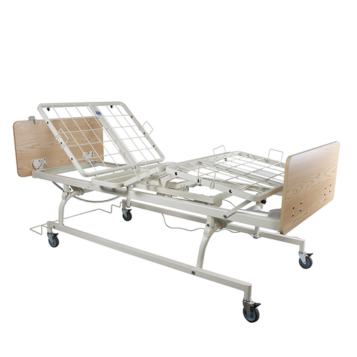 Clean Dynarex D100 LTC 3-Function Standard Bed with Wood Boards Durable Long-Term Care Bed for Pressure Relief and Patient Mobility