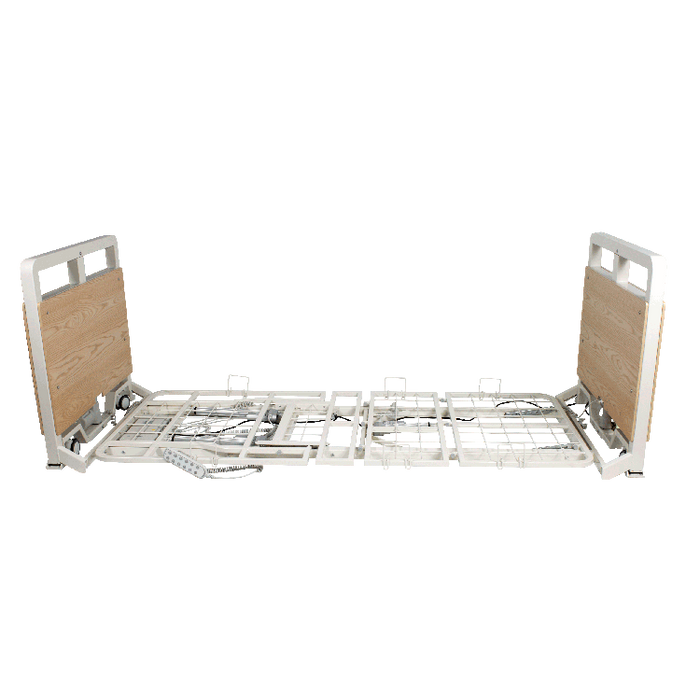 Side Profile Dynarex D500 LTC 5 Function Ultra-Low Bed Adjustable Long-Term Care Hospital Bed for Patients with Limited Mobility