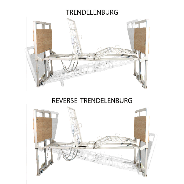 Reverse Trendelenburg Dynarex D500 LTC 5 Function Ultra-Low Bed Adjustable Long-Term Care Hospital Bed for Patients with Limited Mobility
