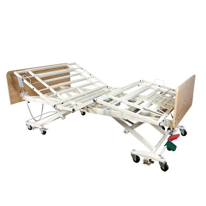 Side View Dynarex DB300 Bariatric 5-Function Low Long-Term Care Bed with 750 lb Capacity