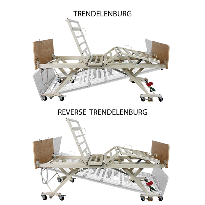 Reverse Trendelenburg Dynarex DB300 Bariatric 5-Function Low Long-Term Care Bed with 750 lb Capacity
