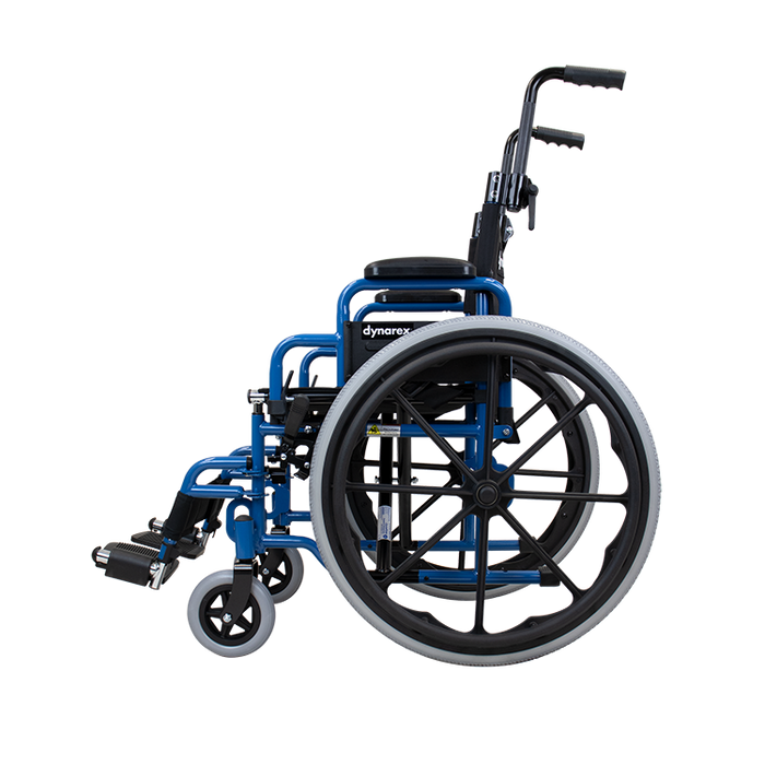 Side Profile Dynarex DynaRide Pediatric Wheelchair with Footrest Adjustable, Durable, Safe Mobility Aid for Children