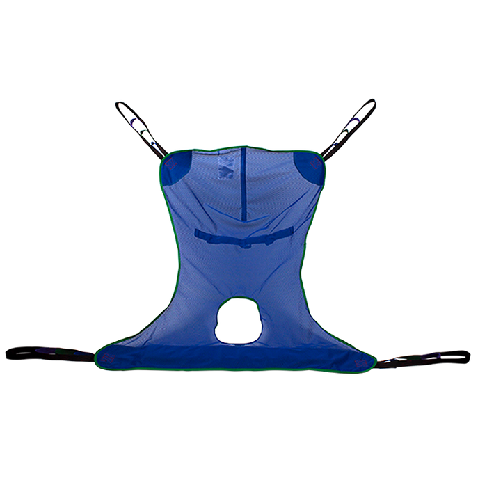 Blue Dynarex Full Body Sling with Commode Opening Mesh Patient Lift Sling for Safe Transfers up to 600 lb Capacity