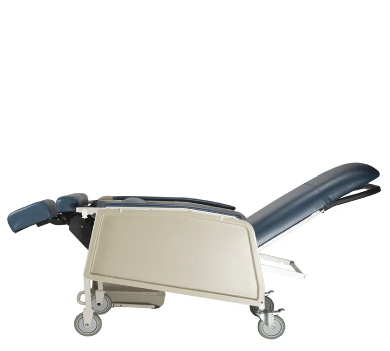 Side View Dynarex Geri Chair 3-Position Recliner with Steel Frame, Locking Casters and 250 lb Weight Capacity