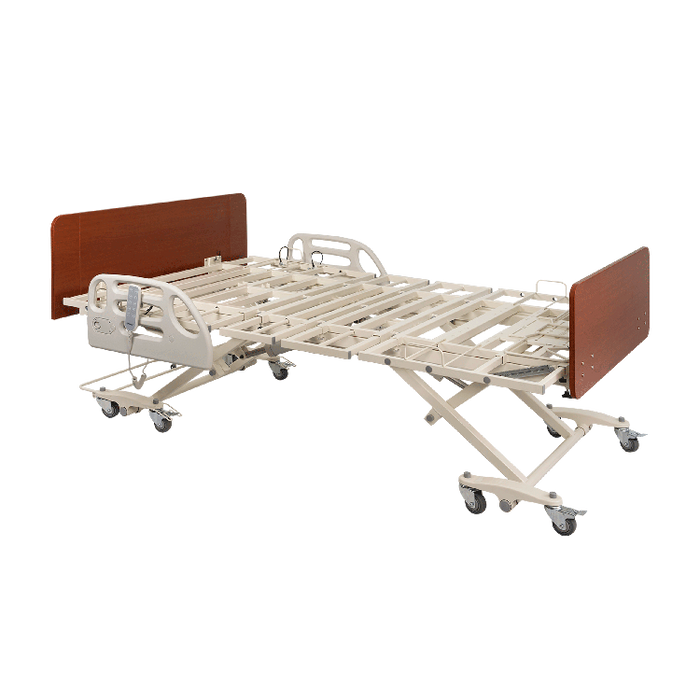 Sample with bedframe Dynarex LTC Bed Accessories for DB600 Bariatric Beds HD Headboard, Footboard, and Composite Swing Down Rail
