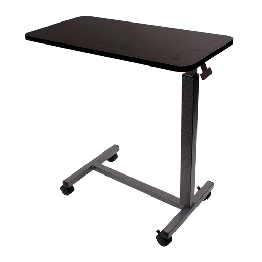 Clean Dynarex Overbed Table Height-Adjustable Rolling Table with Laminate Top for Hospitals, Homecare, and Rehabilitation