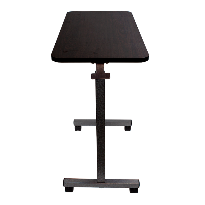 Durable Dynarex Overbed Table Height-Adjustable Rolling Table with Laminate Top for Hospitals, Homecare, and Rehabilitation