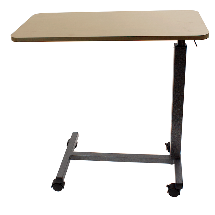 Neat Dynarex Overbed Table Height-Adjustable Rolling Table with Laminate Top for Hospitals, Homecare, and Rehabilitation