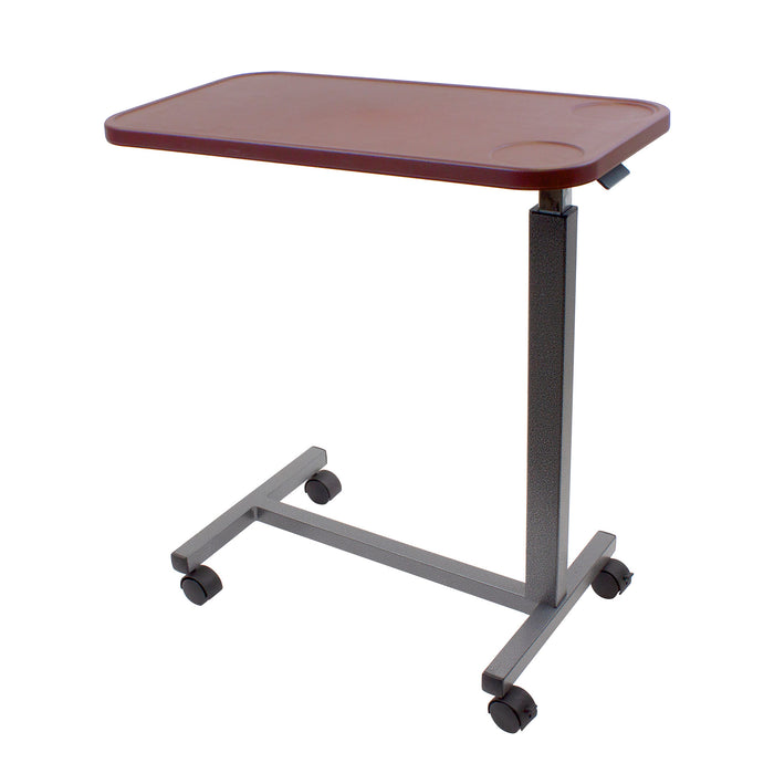 Clean Dynarex Plastic Overbed Table Height-Adjustable, Easy-to-Clean Top, Durable Mobile Healthcare Table