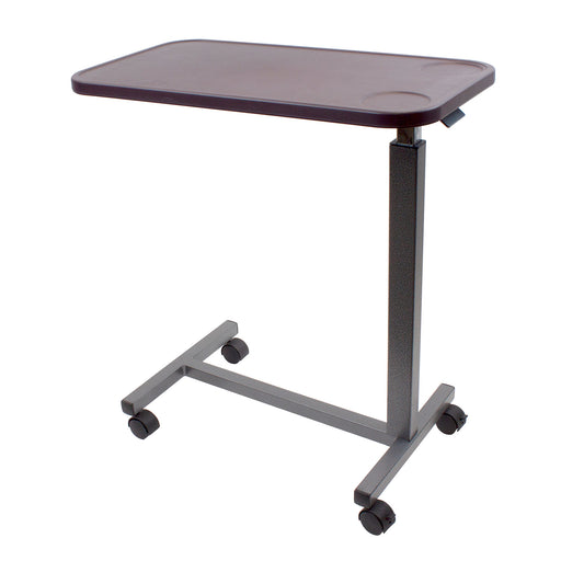 With Wheels Dynarex Plastic Overbed Table Height-Adjustable, Easy-to-Clean Top, Durable Mobile Healthcare Table