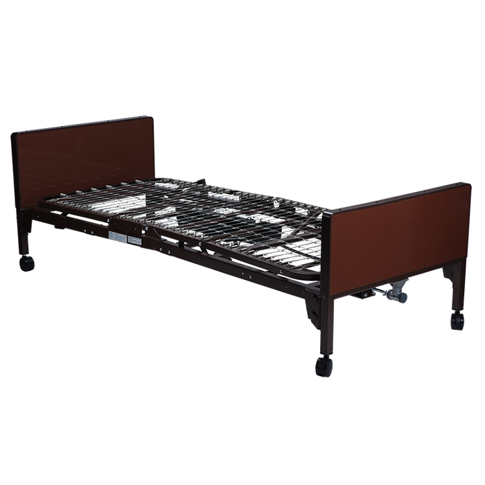 Sturdy Dynarex Semi-Electric Homecare Bed with Dynarest Tri-Layer Mattress Durable Steel Frame, Adjustable Head and Foot, 450 lb Capacity