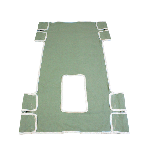 Green Dynarex Standard Seat and Back Toileting Sling with Commode Opening Mesh or Canvas Patient Lift Sling, 330 lb Capacity
