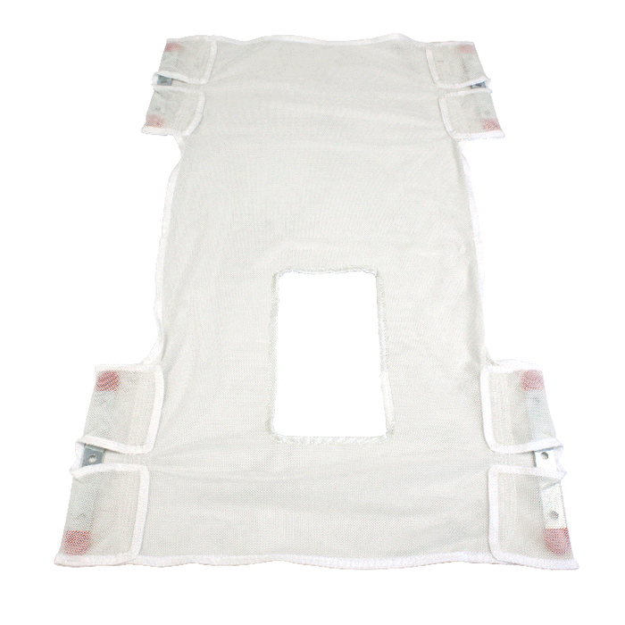 White Dynarex Standard Seat and Back Toileting Sling with Commode Opening Mesh or Canvas Patient Lift Sling, 330 lb Capacity
