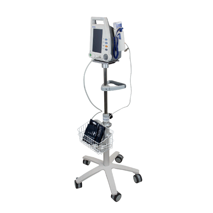 White Dynarex Vital Signs Patient Monitor with Stand – Touch Screen and Standard Models for NIBP, Pulse, and Temperature Monitoring