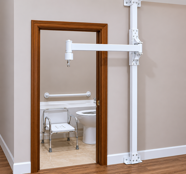 EMR Distributor LRT Ceiling Mounted Patient Transfer Lift Featuring Bi Fold Arm Design For Flexible Care Environments Flexible Mobility Image