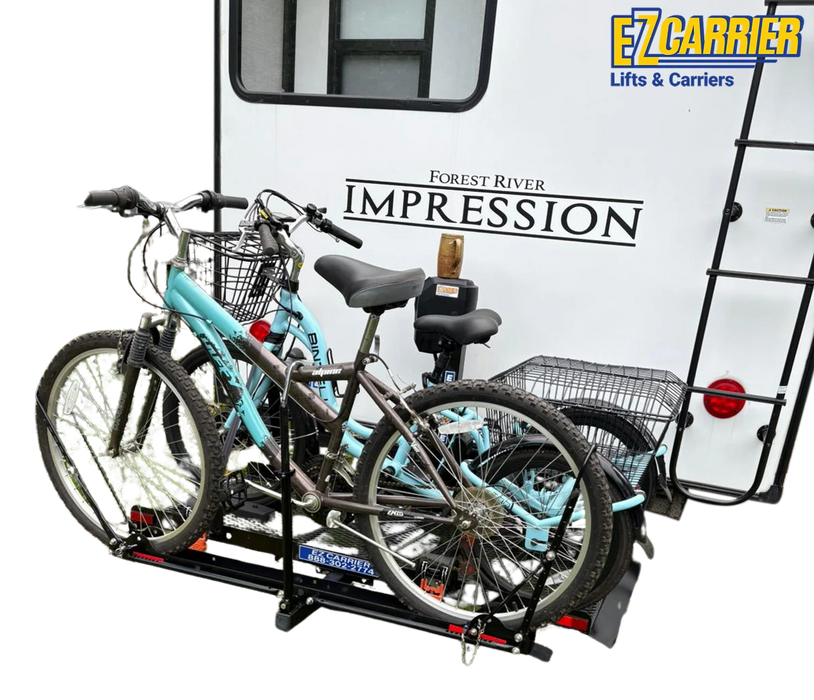 Black EZ Carrier Electric Lift Assisted Fold-Up Hitch Carrier – Heavy-Duty Scooter Wheelchair Lift, 350 lbs. Capacity, 32" x 60" Platform Rear  Lift Image