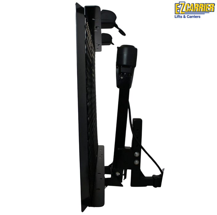 EZ Carrier Electric Lift Assisted Folding Mobility Device Carrier For Scooters And Wheelchairs 200 To 350 Lbs Cap Side Angle