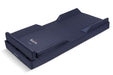 Emerald Raised Perimeter Mattress Cover In Dark Blue Nylon With Fully Enclosed Zipper Option And Built-in Foam Side Safety Bolsters For Patient Fall Prevention.