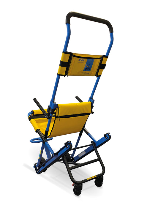 Yellow and Blue Evac + Chair 400H Evacuation Chair an Award-Winning Ergonomic for Safe and Efficient Downward Evacuation