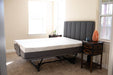 Flex A Bed Hi Low Adjustable Bed Queen Size In High Level Fully Flat Position With Mattress And Headboard Side View
