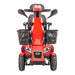 Metallic Orange FreeRider Terrain Mobility Scooter Sporty Design Double Wishbone Suspension Enhanced Stability Front View 