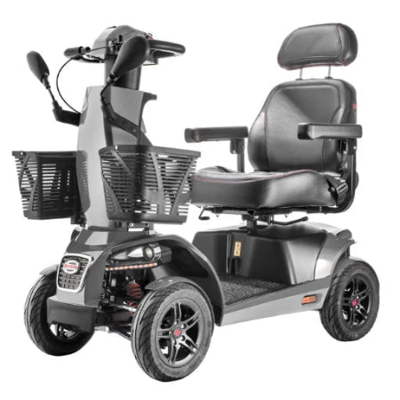 Metallic Gray FreeRider Terrain Mobility Scooter Sporty Design Double Wishbone Suspension Enhanced Stability Main Image