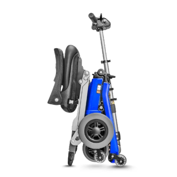 FreeRider Luggie Elite Portable Foldable Mobility Scooter Lightweight Travel Scooter With Adjustable Seat Comfort Folded Upright Image