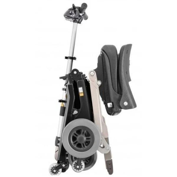 Metallic Gray FreeRider Luggie Travel Scooter Lightweight  Red Compact Electric Mobility Scooter Folded Image
