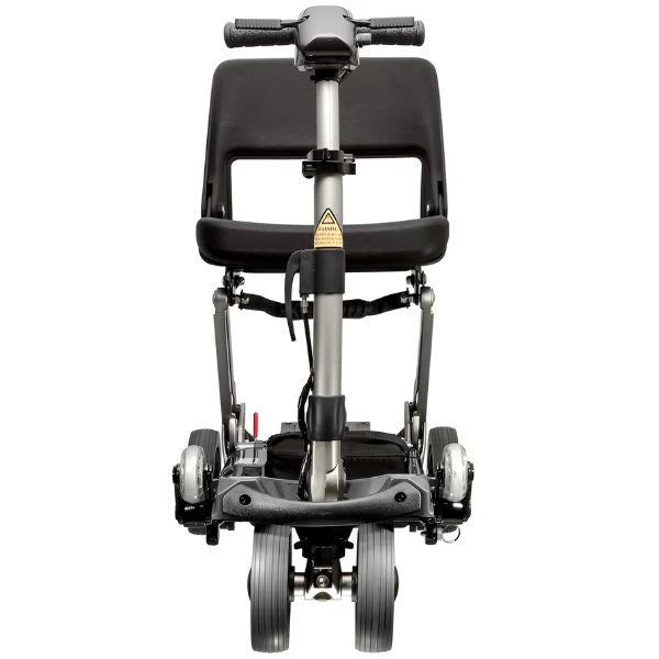FreeRider Luggie Travel Scooter Electric Mobility Scooter Lightweight Folding Travel Design Metallic Gray Front Angle Image