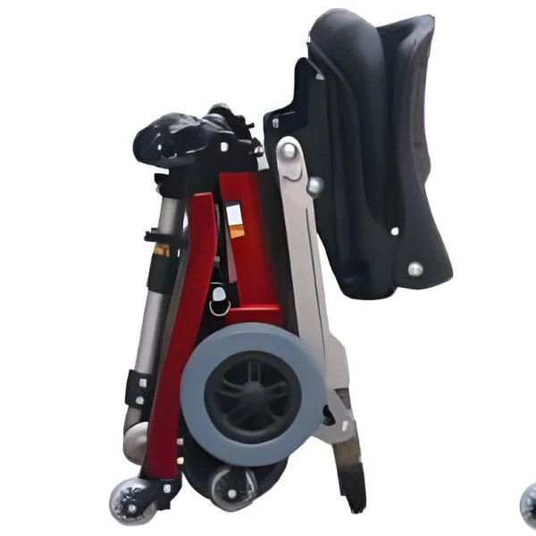 FreeRider Luggie Travel Scooter Red Portable Folding Scooter Easy Transport Travel Mobility Solution Folded Image