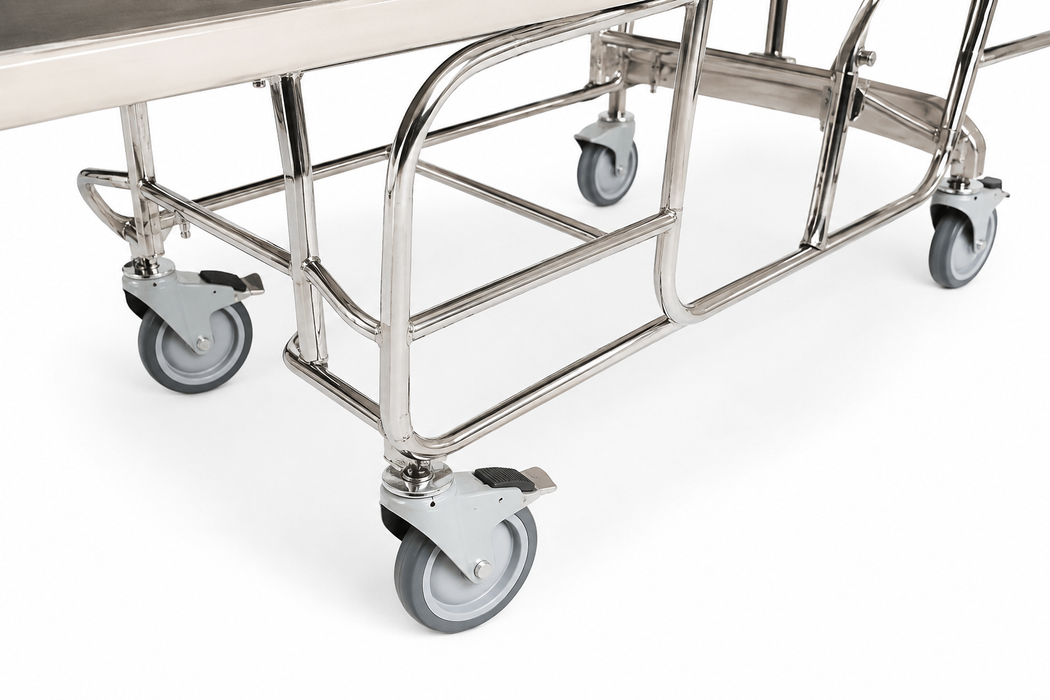 Graham Field Bariatric Transport Stretcher With Black Cushion And Heavy-Duty Metal Frame Adjustable Caster Wheels