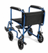 Graham Field Aluminum Transport Chair Rear-Side View With Fold-Down Back And Blue Frame 