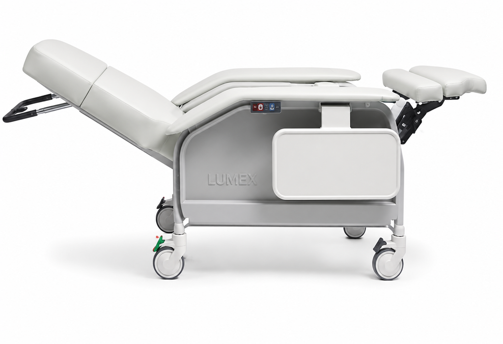 Graham Field Series Clinical Care Recliner Examination Chair FR587W Clinical Recliner Chair With Fold-Away Side Table Flat 