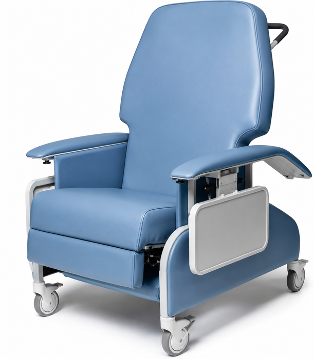 Graham Field Clinical Care Recliner Wide With Drop Arms FR587WD Clinical Recliner With Self-Storing Drop Arms Front Quarter Angle Image
