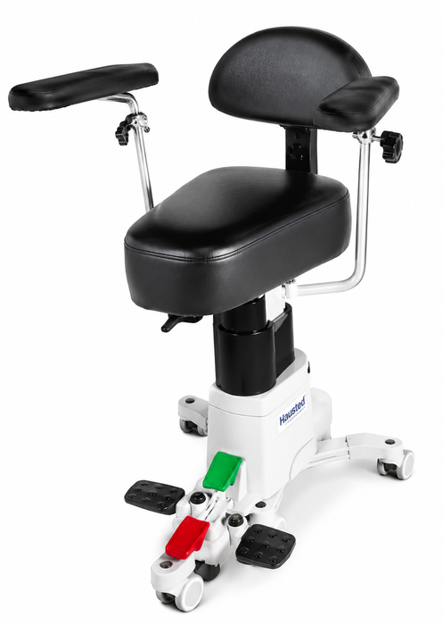 Graham Field Hausted Surgical Stool With Black Contoured Seat And Backrest Side View