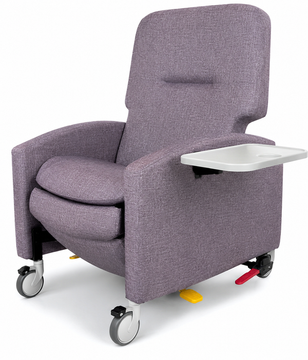 Graham Field Pivot-Arm Clinical Care Recliner HM FR601UH Beige Medical Recliner With Side Table Side Tray Image