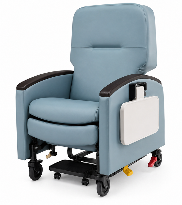 Graham Field Pivot-Arm Clinical Care Recliner HM FR601UH With Footplate And Mobility Casters Ice Blue Image