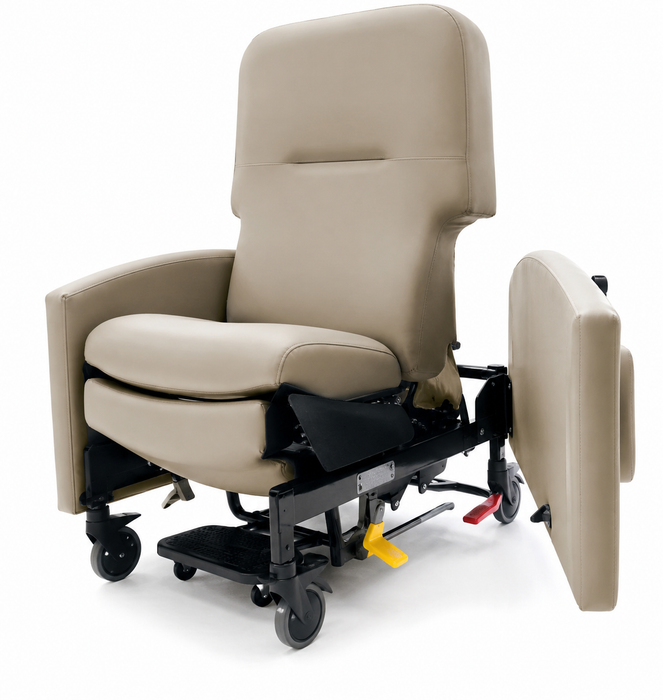 Graham Field Pivot-Arm Clinical Care Recliner HM FR601UH With Padded Seat And Side Table Open Outward Position Image