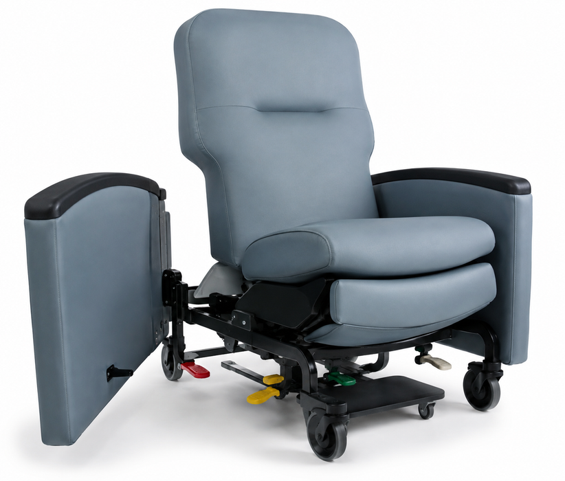 Graham Field Lumex Pivot-Arm Recliner Chair FR601U With Pivot Arms And Cushioned Backrest Side Open Position Outward