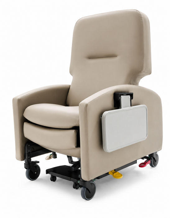 Graham Field Lumex Pivot-Arm Recliner Chair FR601U Purple Patient Recliner With Side Table Latch 
