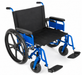 Graham Field MRI Safe Patient Transport Wheelchair With Large Rear Wheels Steel Blue Frame Side View