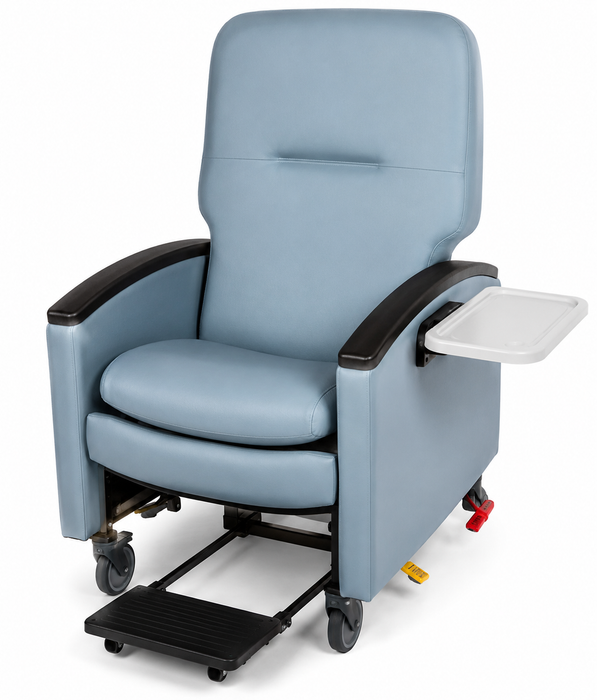 Graham Field Lumex Pivot-Arm Clinical Care Recliner With Padded Seat And Side Tray 