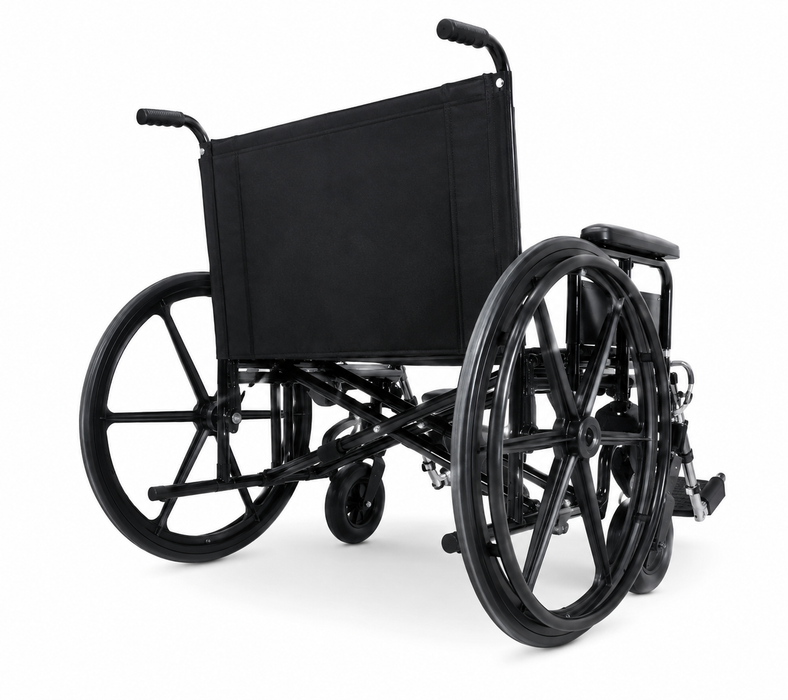 Graham Field Regency 6700 Fixed Back Wheelchair With Large Rear Wheels And Footplates Back View