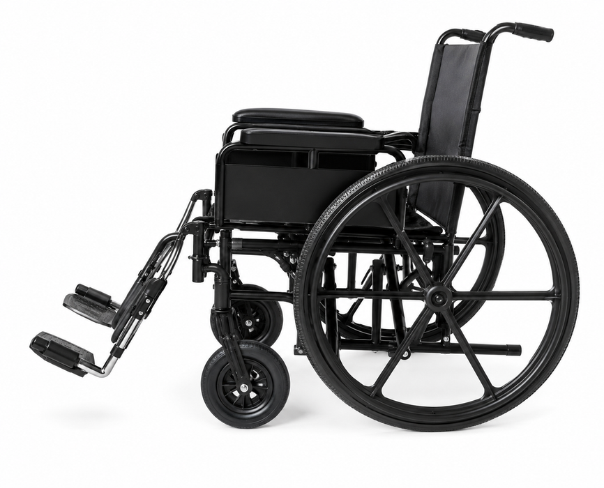 Graham Field Regency 6700 Heavy-Duty Wheelchair With Padded Arms And Wide Seat Side View