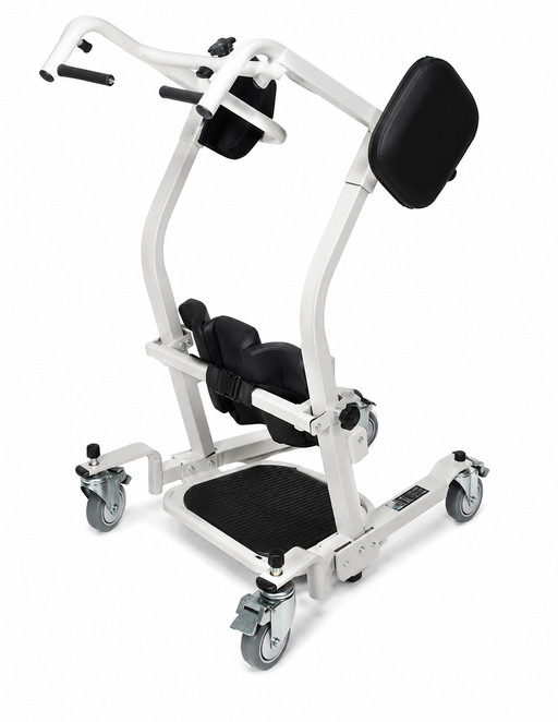 Graham Field Stand Assist Lift Helping A Caregiver Safely Assist A Patient From Sitting To Standing In A Home Care Setting  