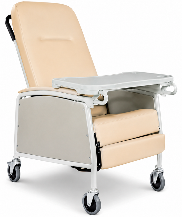 Graham Field Three Position Recliner With Activity Table, Footrest And Caster Wheels Doe Skin Image