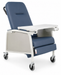 Graham Field Three Position Recliner With Vintage Gold Upholstery And Activity Table Imperial Blue Image