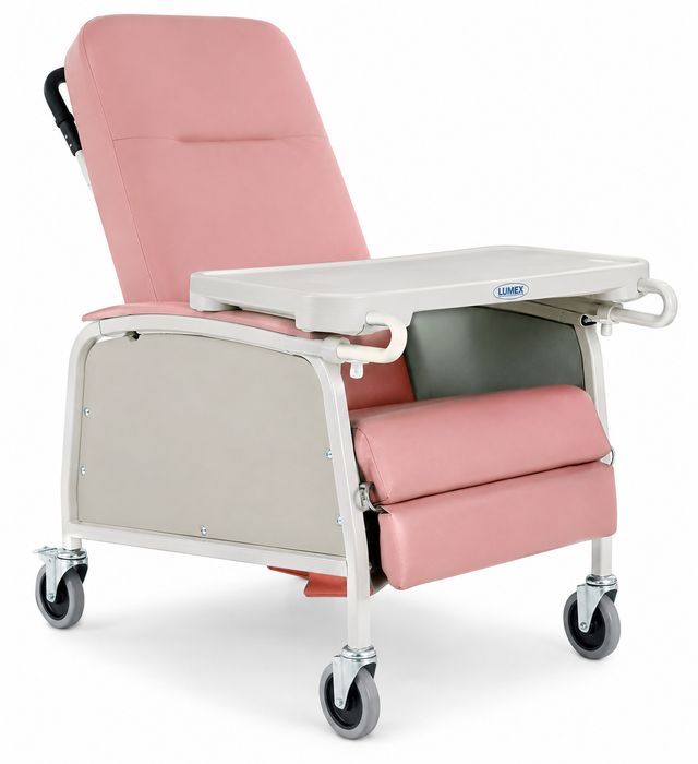 Graham Field Three Position Recliner With Padded Vintage Gold Seat And Activity Tray Rosewood Image