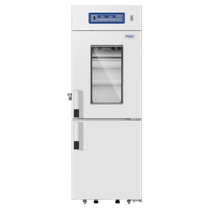 Two Doors Haier Pharmacy Refrigerator and Freezer Combination Reliable Vaccine and Biomedical Sample Storage